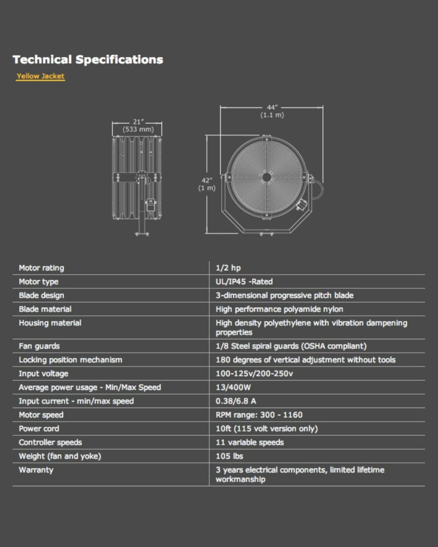 Rogue Gear & Accessories * | Big Ass Fans Big Ass Fan Yellow Jacket 18 Pedestal