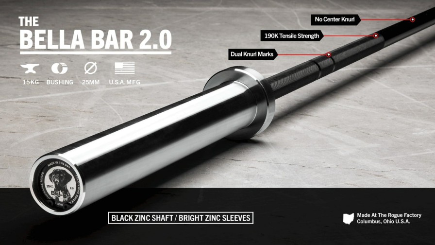 Weightlifting Bars & Plates * | Rogue Fitness The Bella Bar 2.0 Black Zinc