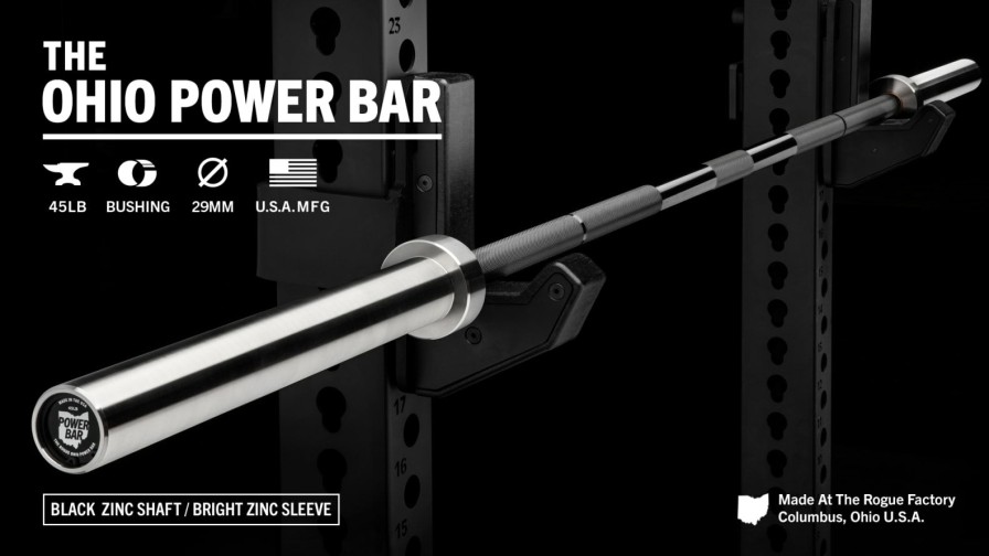 Weightlifting Bars & Plates * | Rogue Fitness Rogue 45Lb Ohio Power Bar Black Zinc