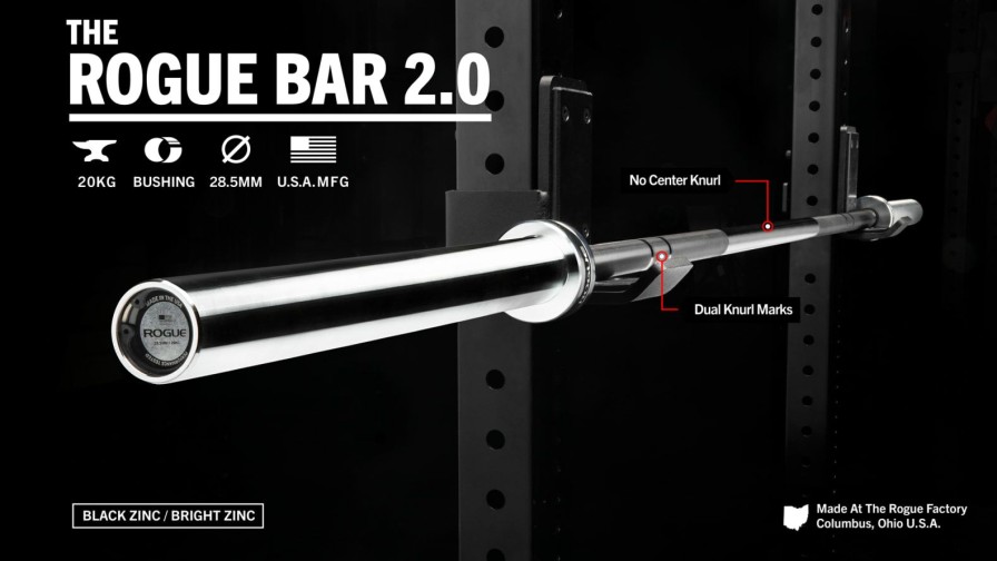 Weightlifting Bars & Plates * | Rogue Fitness The Rogue Bar 2.0 Black Zinc