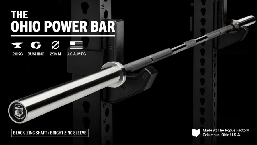 Weightlifting Bars & Plates * | Rogue Fitness Rogue 20Kg Ohio Power Bar Black Zinc