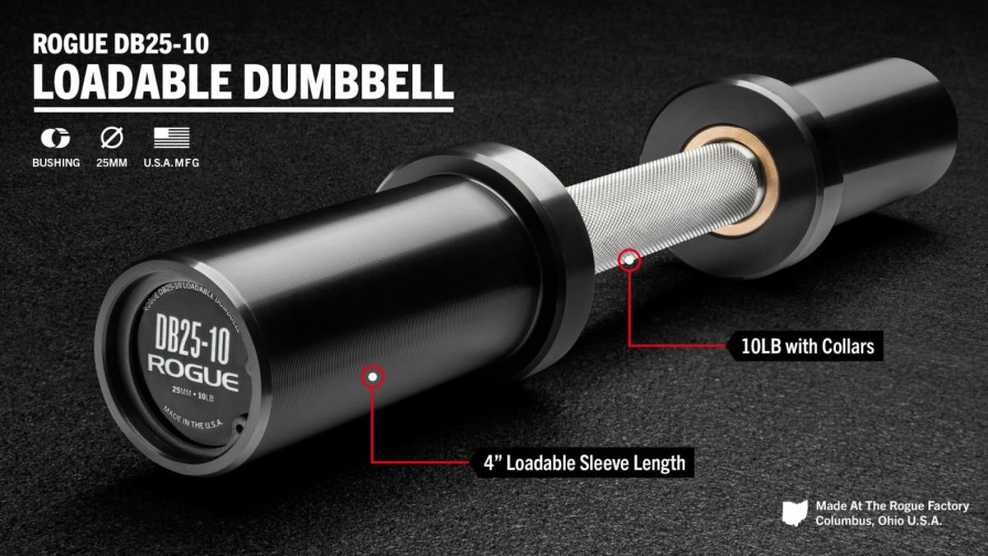 Conditioning * | Rogue Fitness Rogue Db25-10 Loadable Dumbbell Stainless