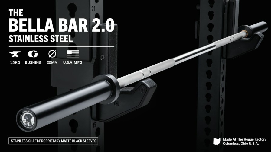 Weightlifting Bars & Plates * | Rogue Fitness The Bella Bar 2.0 Stainless Steel / Black